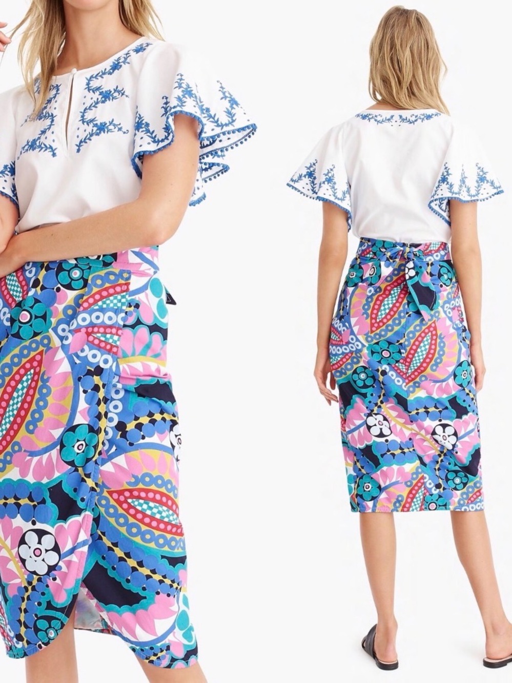 J. Crew Multicolor Floral Paisley Midi Skirt
